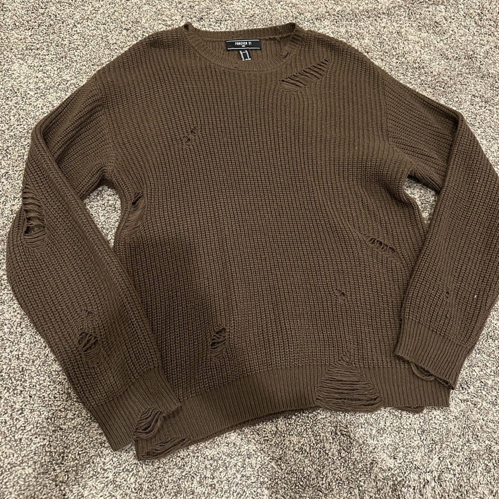 Distressed Brown Sweater
